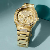Guess Duchess Quartz Gold Dial Gold Steel Strap Watch For Women - GW0558L2 Buy Now By Guess