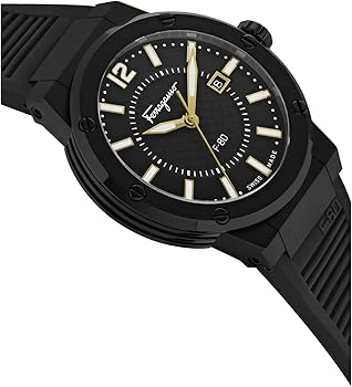 Salvatore Ferragamo F-80 Classic Black Dial Black Rubber Strap Watch for Men - SFHY01622 Buy Now By Salvatore Ferragamo