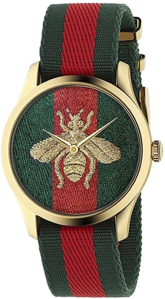 Gucci Le Marche des Merveilles Green & Red Dial Green & Red NATO Strap Unisex Watch - YA126487 Buy Now By Gucci