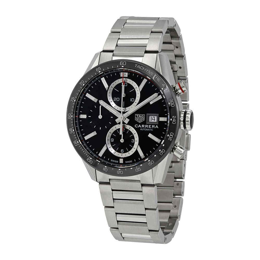 Tag Heuer Carrera Automatic Chronograph Black Dial Silver Steel Strap Watch for Men - CBM2110.BA0651 Buy Now By Tag Heuer