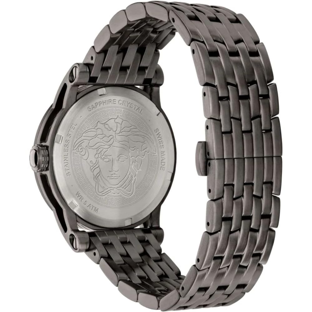 Versace Viamond Quartz Black Dial Grey Steel Strap Watch For Men - VEPO00520 Buy Now By Versace