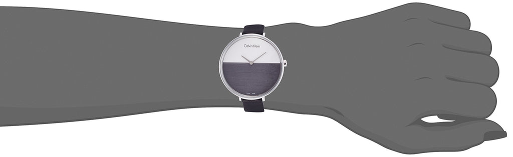 Calvin Klein Rise White Grey Dial Black Leather Strap Watch for Women - K7A231C3 Buy Now By Calvin Klein