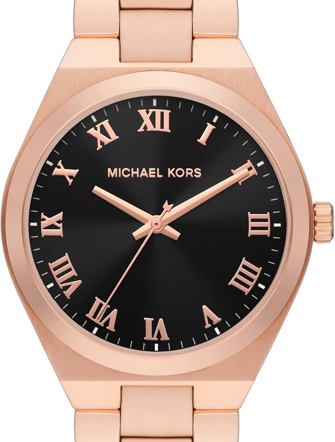 Michael Kors Lennox Three Hand Black Dial Rose Gold Steel Strap Watch For Women - MK7392 Buy Now By Michael Kors