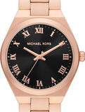 Michael Kors Lennox Three Hand Black Dial Rose Gold Steel Strap Watch For Women - MK7392 Buy Now By Michael Kors