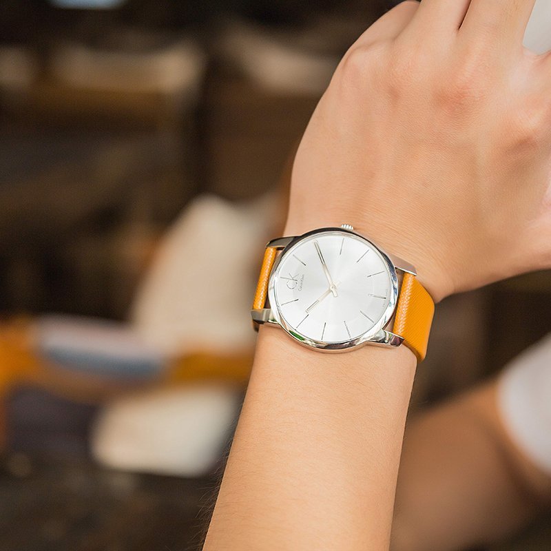 Calvin Klein City Quartz White Dial Light Brown Leather Strap Watch For Men - K2G21138 Buy Now By Calvin Klein