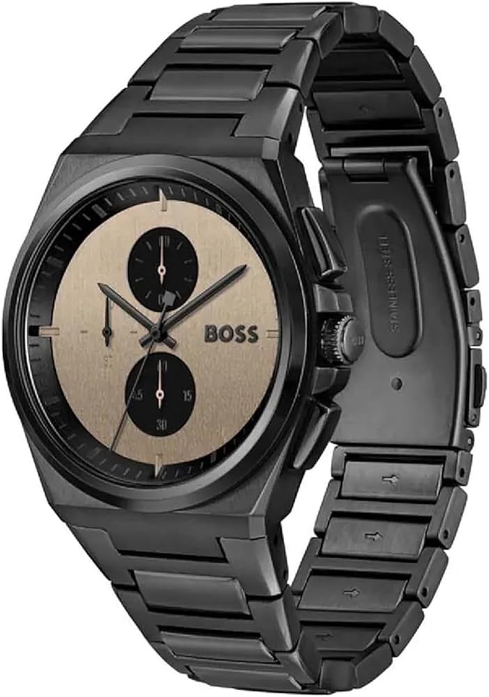 Hugo Boss Steer Chronograph Brown Dial Black Steel Strap Watch For Men - 1514043 Buy Now By Hugo Boss