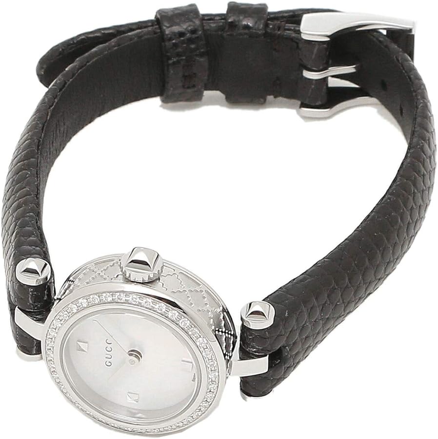 Gucci Diamantissima Diamonds Mother of Pearl Dial Black Leather Strap Watch For Women - YA141511 Buy Now By Gucci