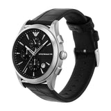 Emporio Armani Paolo Chronograph Black Dial Black Leather Strap Watch For Men - AR11530 Buy Now By Emporio Armani