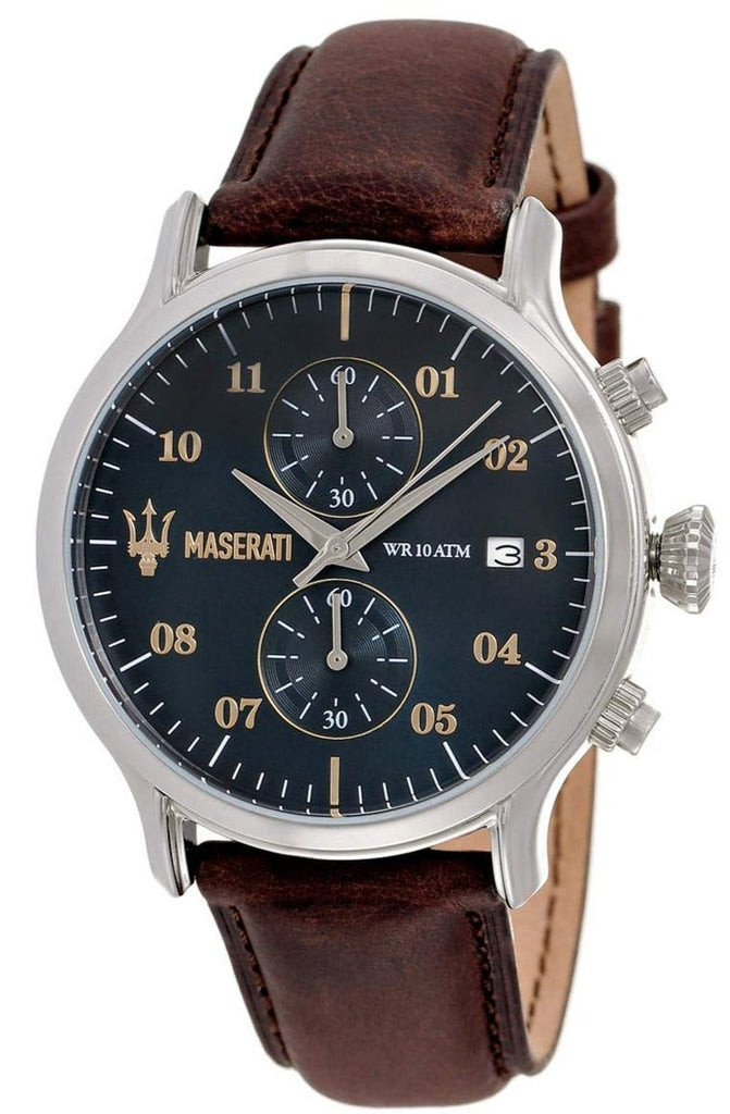 Maserati Epoca Chronograph Blue Dial Brown Leather Strap Watch For Men - R8871618001 Buy Now By Maserati