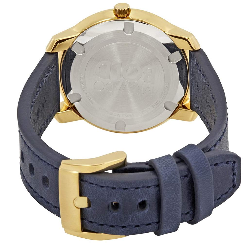 Movado Bold Gold Dial Blue Leather Strap Watch For Men - 3600469 Buy Now By Movado