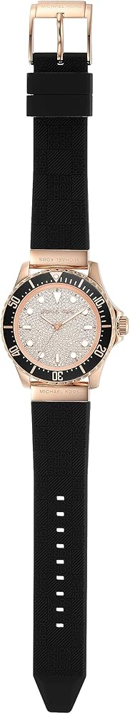 Michael Kors Everest Analog Rose Gold Dial Black Silicone Strap Watch For Women - MK7358 Buy Now By Michael Kors