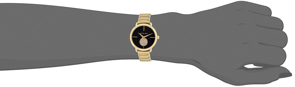 Michael Kors Portia Black Dial Gold Steel Strap Watch for Women - MK3788 Buy Now By Michael Kors