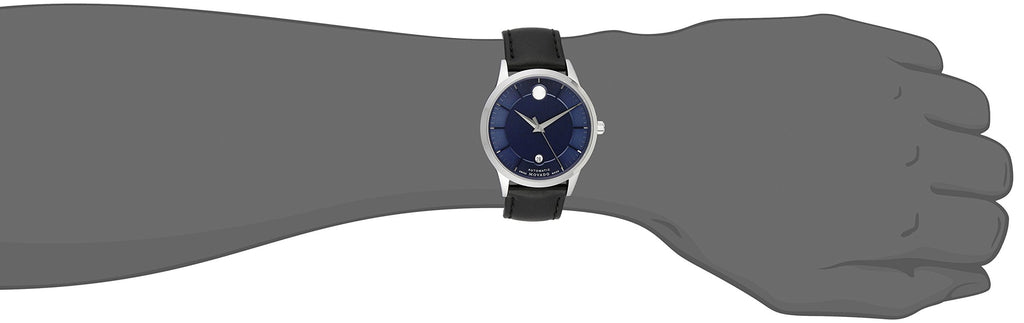 Movado 1881 Automatic Blue Dial Black Leather Strap Watch For Men - 606874 Buy Now By Movado