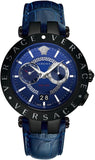 Versace V Race Chronograph Quartz Blue Dial Blue Leather Strap Watch For Men - VEBV00419 Buy Now By Versace