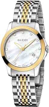 Gucci G Timeless Diamonds Mother of Pearl Dial Two Tone Mesh Bracelet Watch for Women - YA126513 Buy Now By Gucci