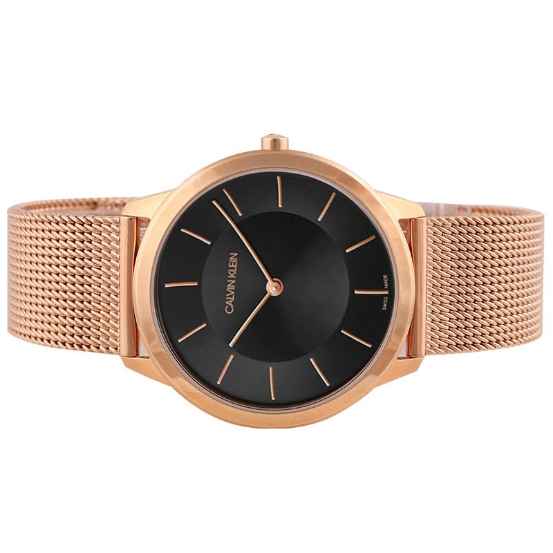 Calvin Klein Minimal Black Dial Rose Gold Mesh Bracelet Watch for Men - K3M2162Y Buy Now By Calvin Klein