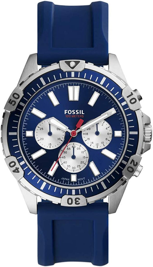 Fossil Garrett Chronograph Blue Dial Blue Rubber Strap Watch for Men - FS5709 Buy Now By Fossil