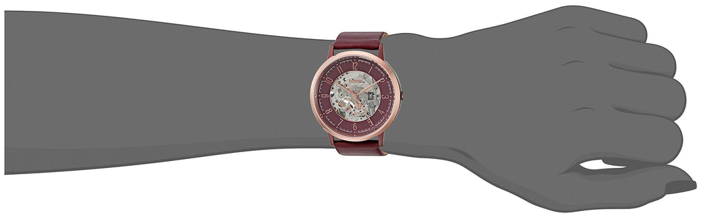 Fossil Vintage Muse Automatic Skeleton Maroon Dial Maroon Leather Strap Watch for Women - ME3137 Buy Now By Fossil