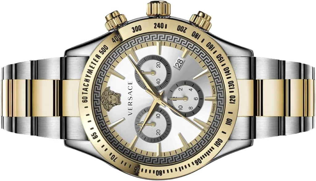 Versace Classic Chronograph Quartz Silver Dial Two Tone Steel Strap Watch For Men - VEV700519 Buy Now By Versace