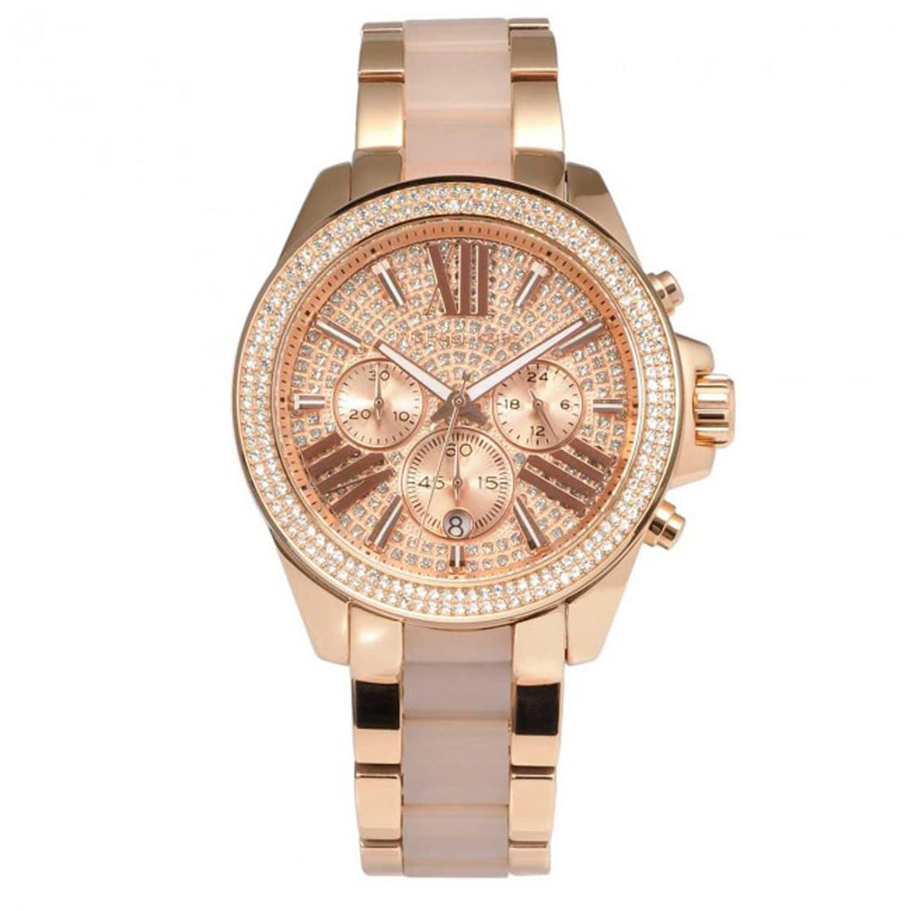 Michael Kors Wren Crystals Rose Gold Dial Rose Gold Steel Strap Watch for Women - MK6096 Buy Now By Michael Kors
