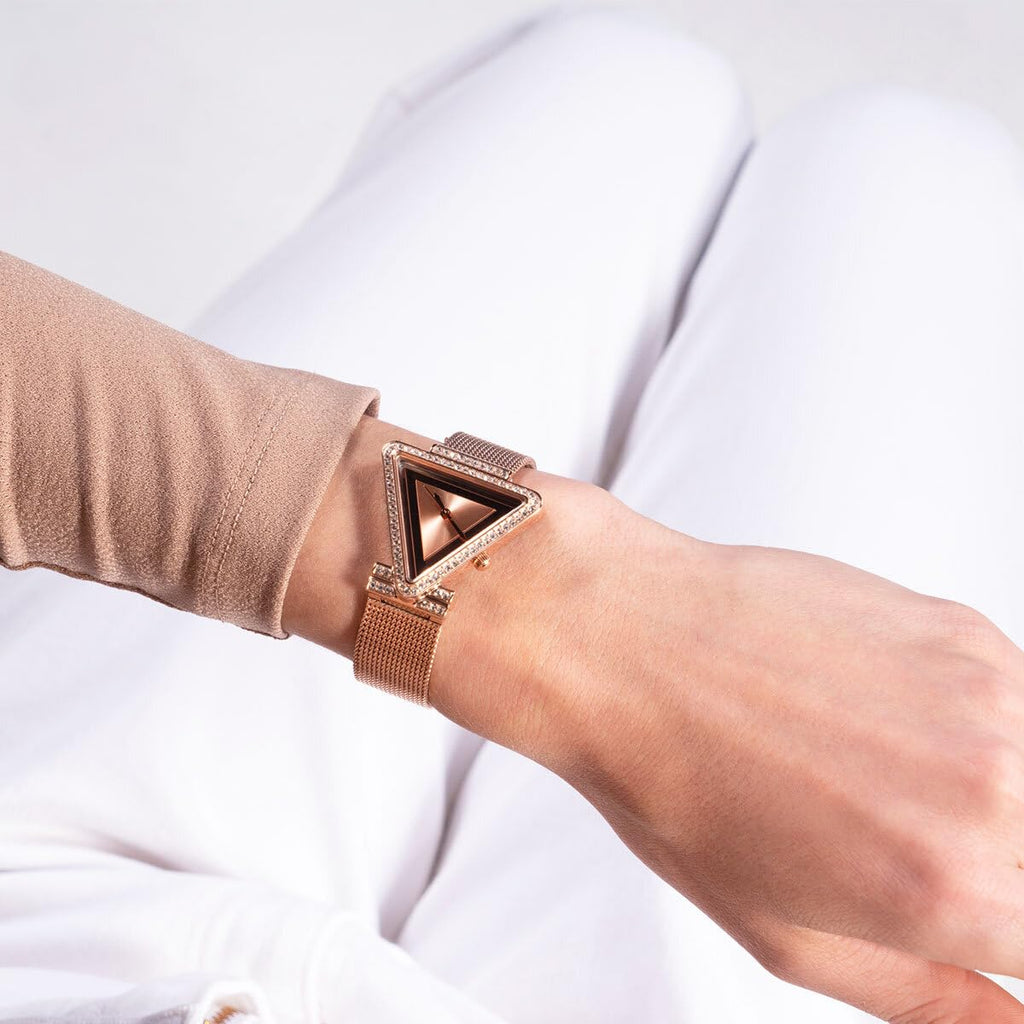 Guess Fame Diamonds Rose Gold Dial Rose Gold Mesh Bracelet Watch for Women - GW0508L3 Buy Now By Guess