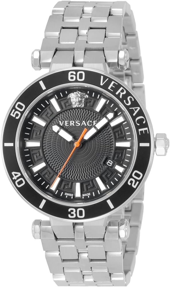 Versace Greca Sport Quartz Black Dial Silver Steel Strap Watch For Men - VEZ300321 Buy Now By Versace
