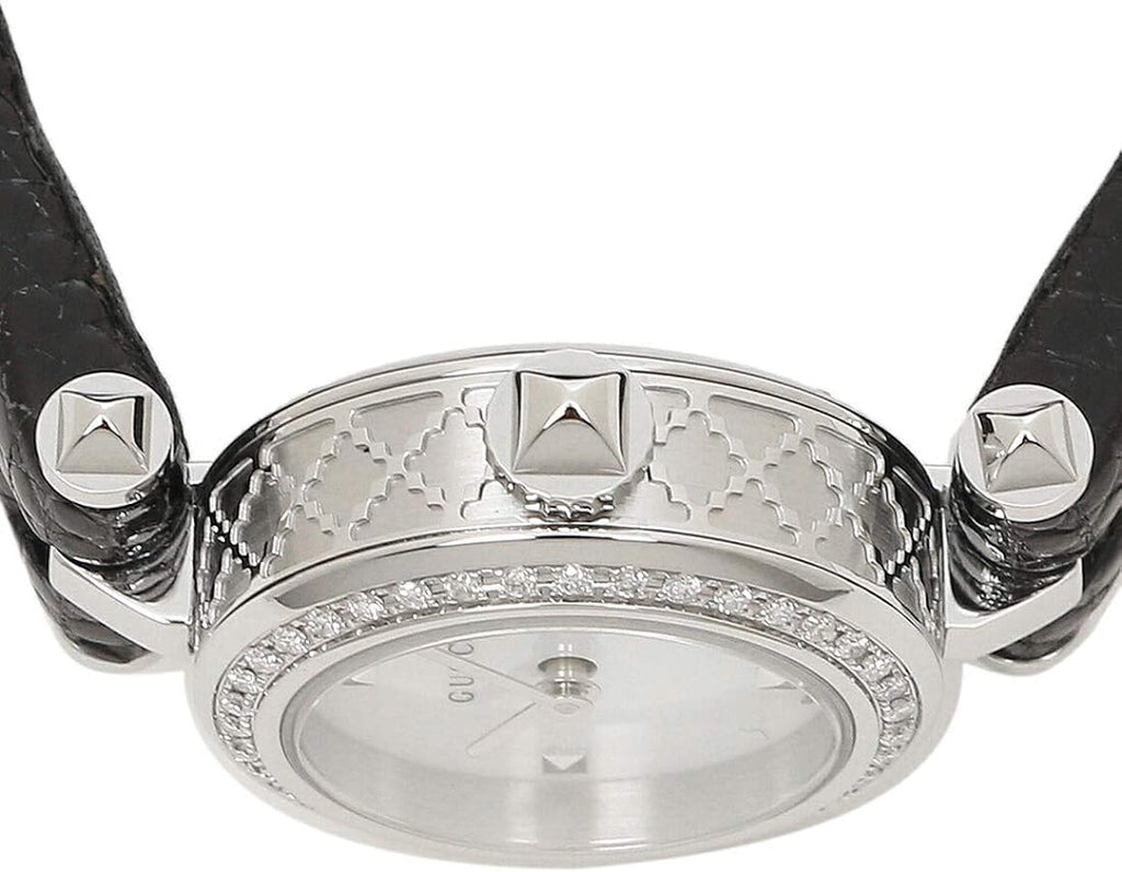 Gucci Diamantissima Diamonds Mother of Pearl Dial Black Leather Strap Watch For Women - YA141511 Buy Now By Gucci