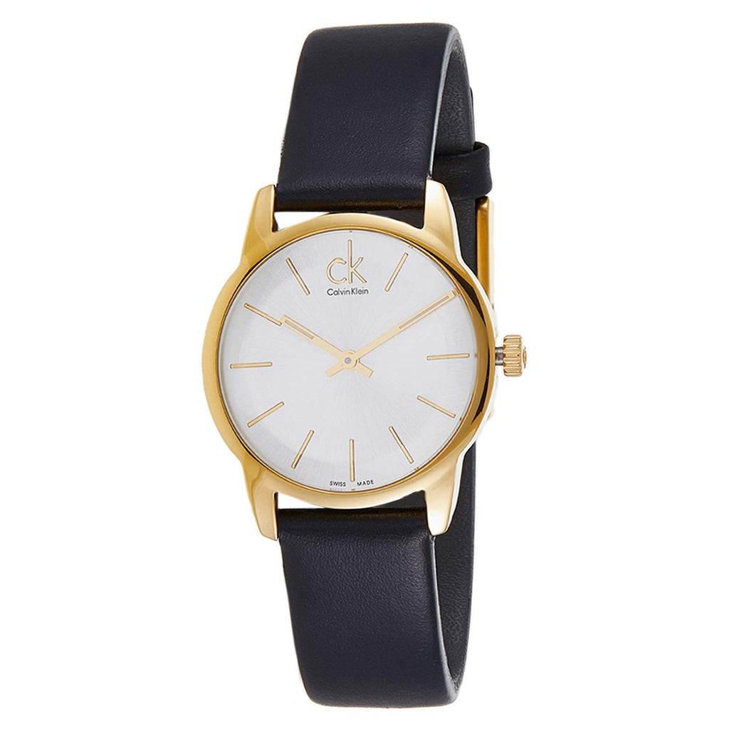 Calvin Klein City Silver Dial Black Leather Strap Watch For Women - K2G23520 Buy Now By Calvin Klein
