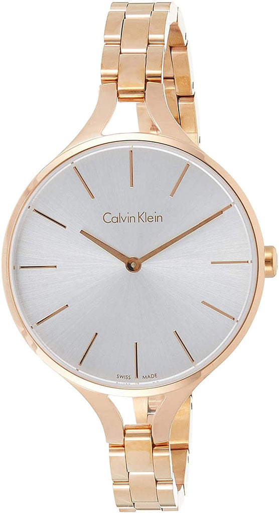 Calvin Klein Graphic Silver Dial Rose Gold Steel Strap Watch for Women - K7E23646 Buy Now By Calvin Klein