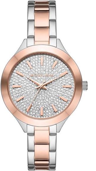 Michael Kors Slim Runway Crystals Silver Dial Two Tone Steel Strap Watch for Women - MK1045 Buy Now By Michael Kors