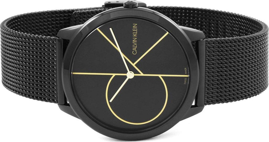 Calvin Klein Minimal Black Dial Black Mesh Bracelet Watch for Men - K3M214X1 Buy Now By Calvin Klein