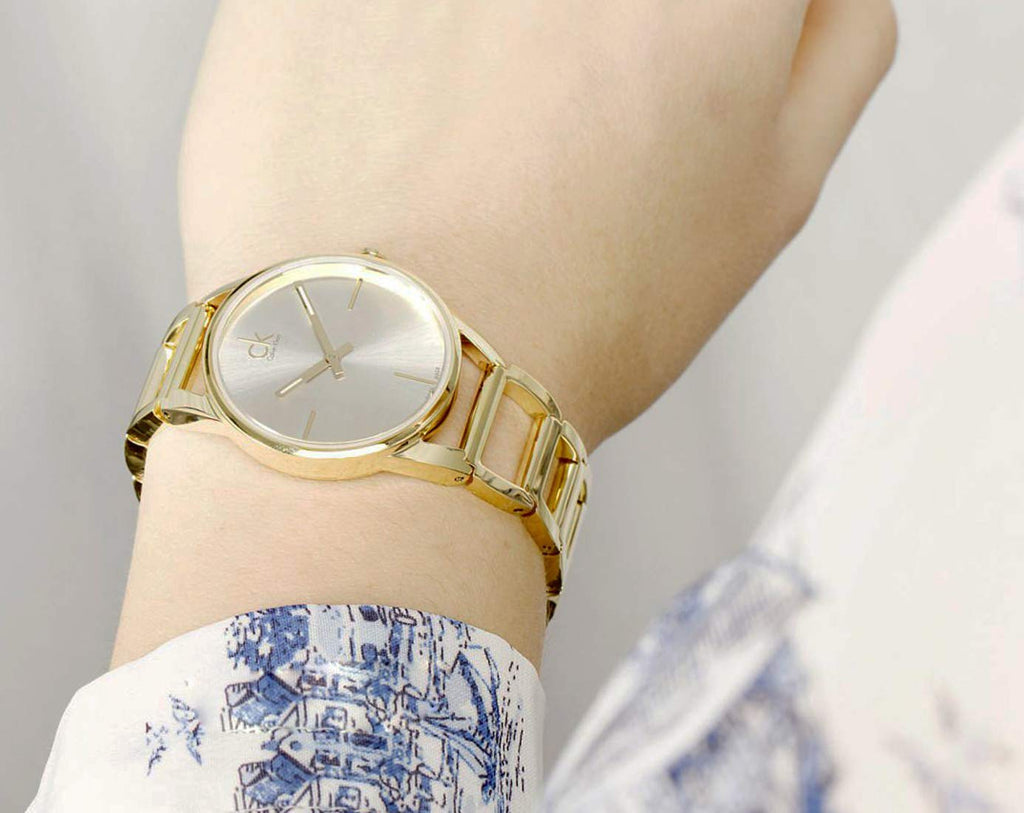 Calvin Klein Stately White Dial Gold Steel Strap Watch for Women - K3G2352W Buy Now By Calvin Klein