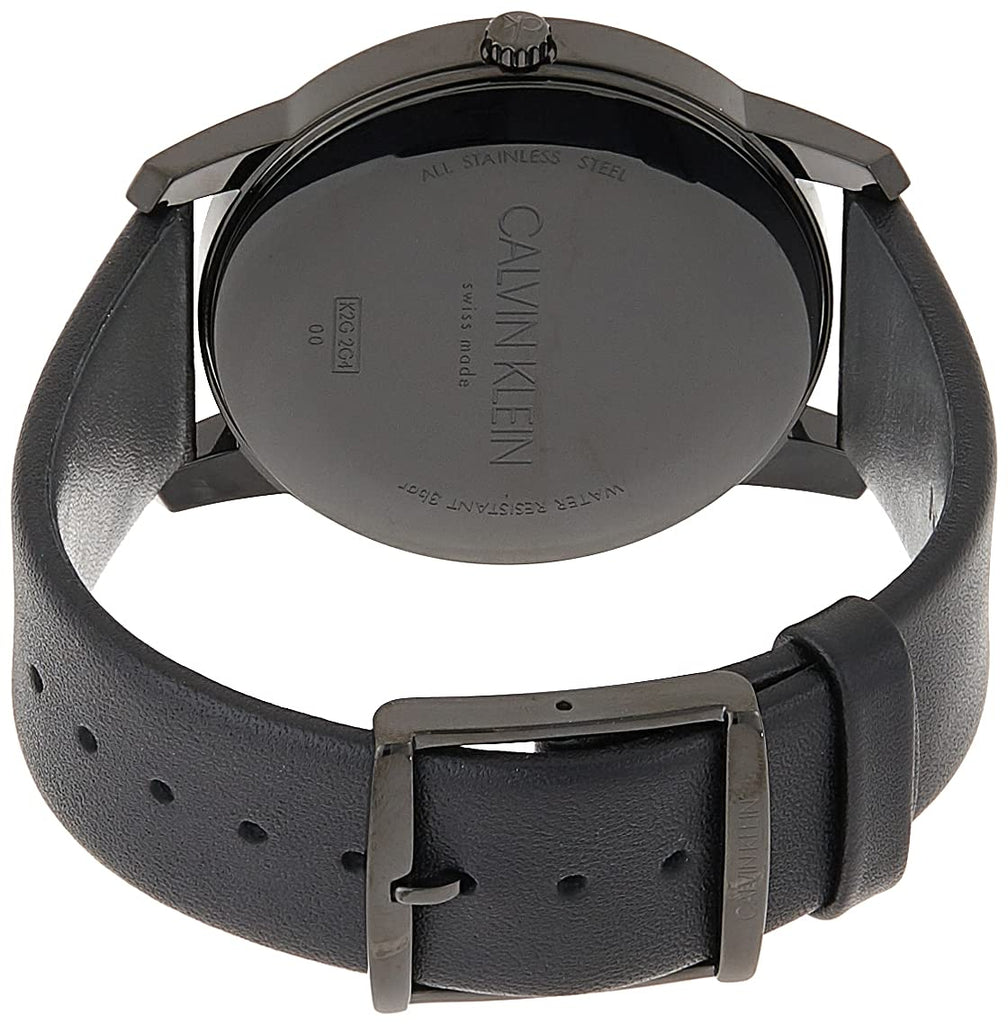 Calvin Klein City Quartz Black Dial Black Leather Strap Watch for Men - K2G2G4C1 Buy Now By Calvin Klein