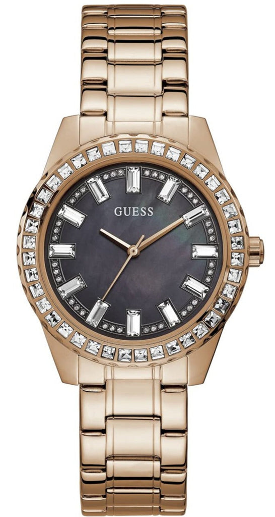 Guess Sparkler Diamonds Black Dial Rose Gold Steel Strap Watch for Women - GW0111L3 Buy Now By Guess