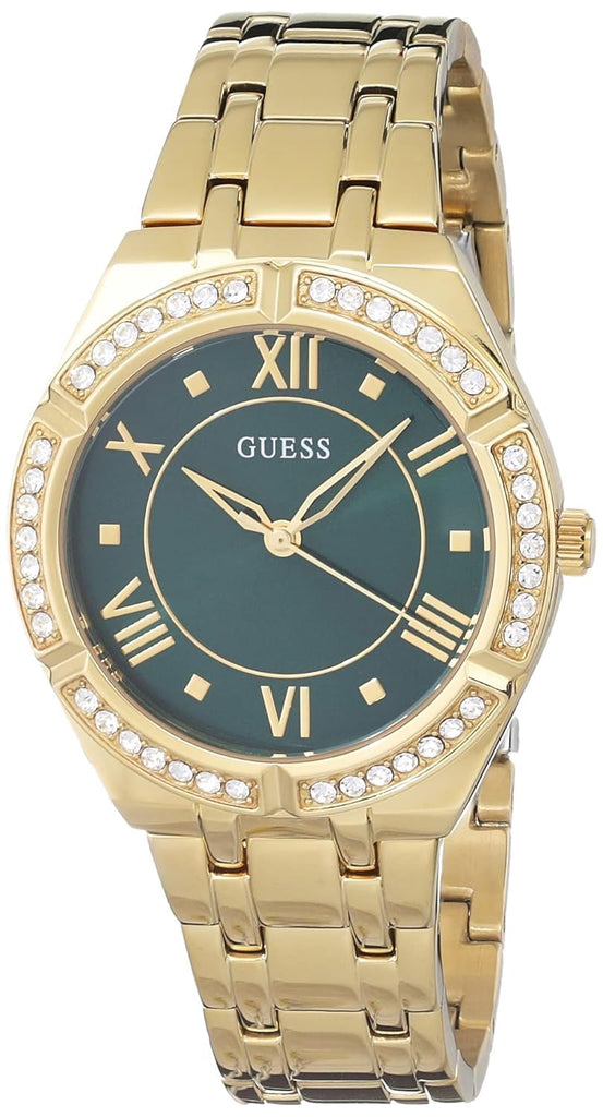 Guess Cosmo Diamonds Green Dial Gold Steel Strap Watch for Women - GW0033L8 Buy Now By Guess
