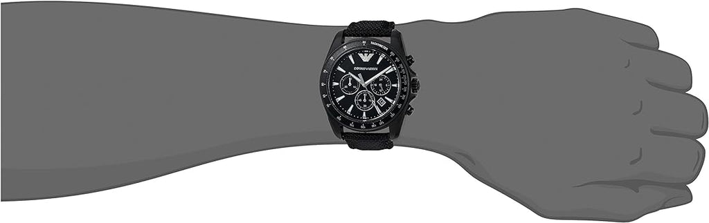 Emporio Armani Giovanni Chronograph Black Dial Black Rubber Strap Watch For Men - AR11028 Buy Now By Emporio Armani