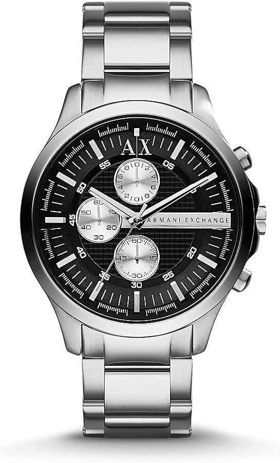 Armani Exchange Hampton Chronograph Black Dial Silver Steel Strap Watch For Men - AX2152 Buy Now By Armani Exchange
