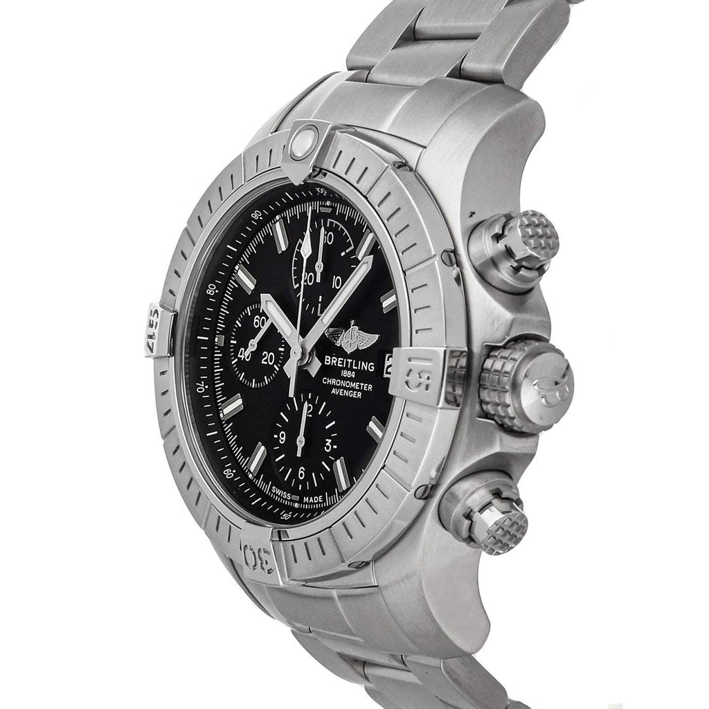 Breitling Avenger Chronograph 43 Black Dial Silver Steel Strap Watch for Men - A13385101B1A1 Buy Now By Breitling