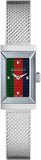 Gucci G Frame Quartz Diamonds Green & Red Mother of Pearl Dial Silver Mesh Bracelet Watch For Women - YA147510 Buy Now By Gucci