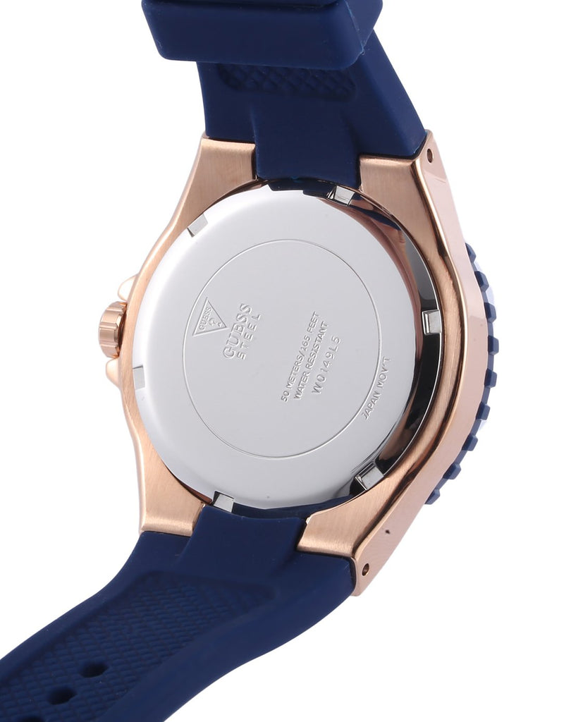 Guess Overdrive White Dial Blue Rubber Strap Watch for Women - W0149L5 Buy Now By Guess