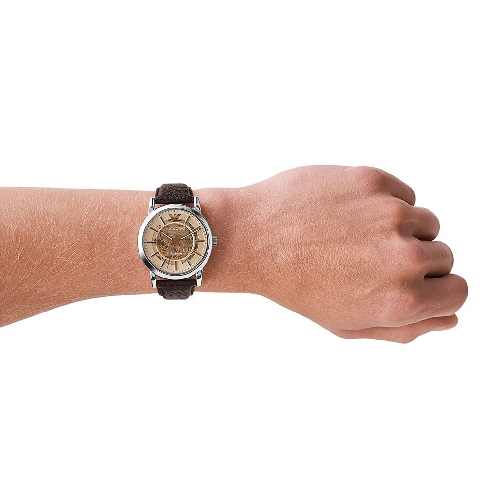 Emporio Armani Luigi Meccanico Brown Dial Brown Leather Strap Watch For Men - AR1982 Buy Now By Emporio Armani
