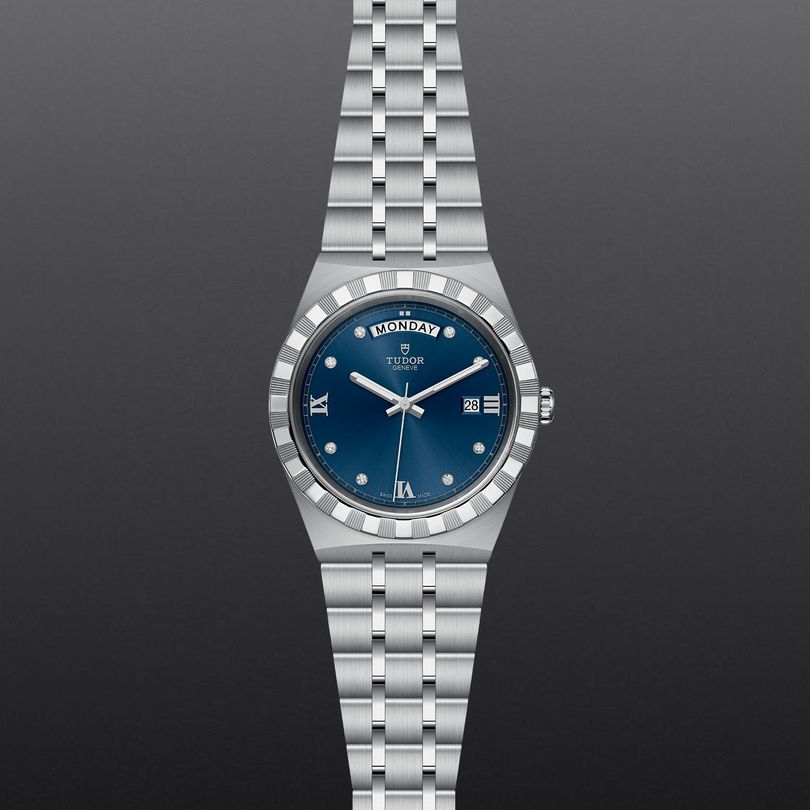 Tudor Royal Automatic Diamonds Blue Dial Silver Steel Strap Watch for Men - M28600-0006 Buy Now By Tudor