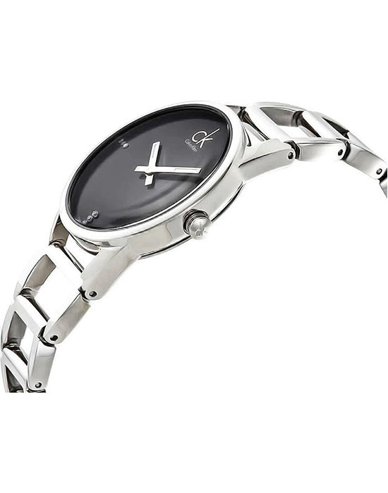 Calvin Klein Stately Black Dial Silver Steel Strap Watch for Women - K3G2312S Buy Now By Calvin Klein