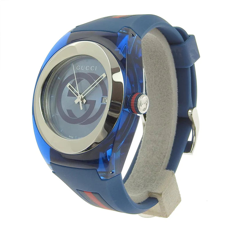 Gucci Sync XXL Quartz Blue Dial Blue Rubber Strap Watch For Men - YA137104 Buy Now By Gucci