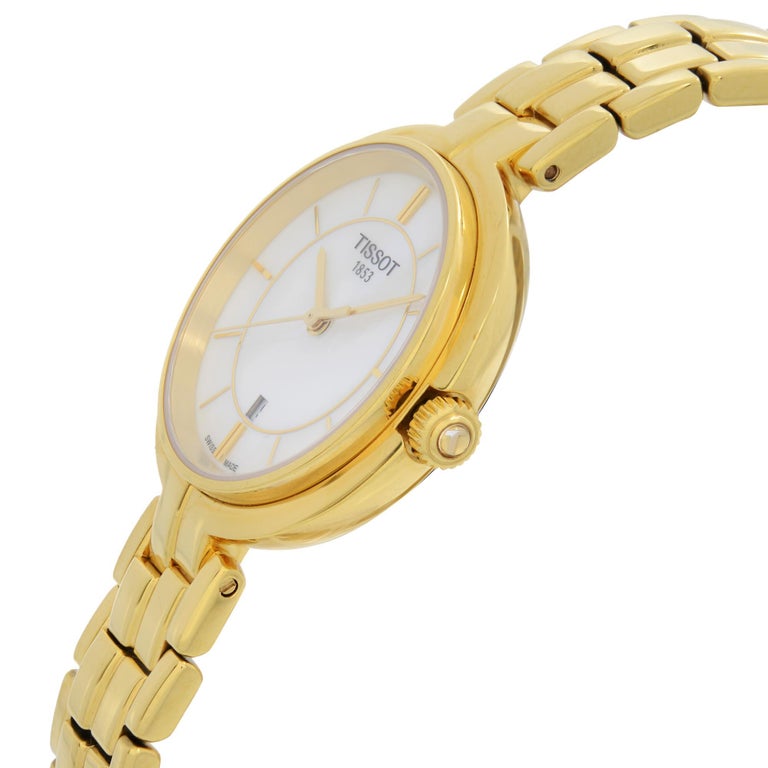 Tissot Flamingo Mother of Pearl White Dial Gold Steel Strap Watch For Women - T094.210.33.111.00 Buy Now By Tissot