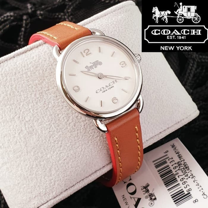 Coach Delancey Slim Cream Dial Brown Leather Strap Watch For Women - 14502789 Buy Now By Coach