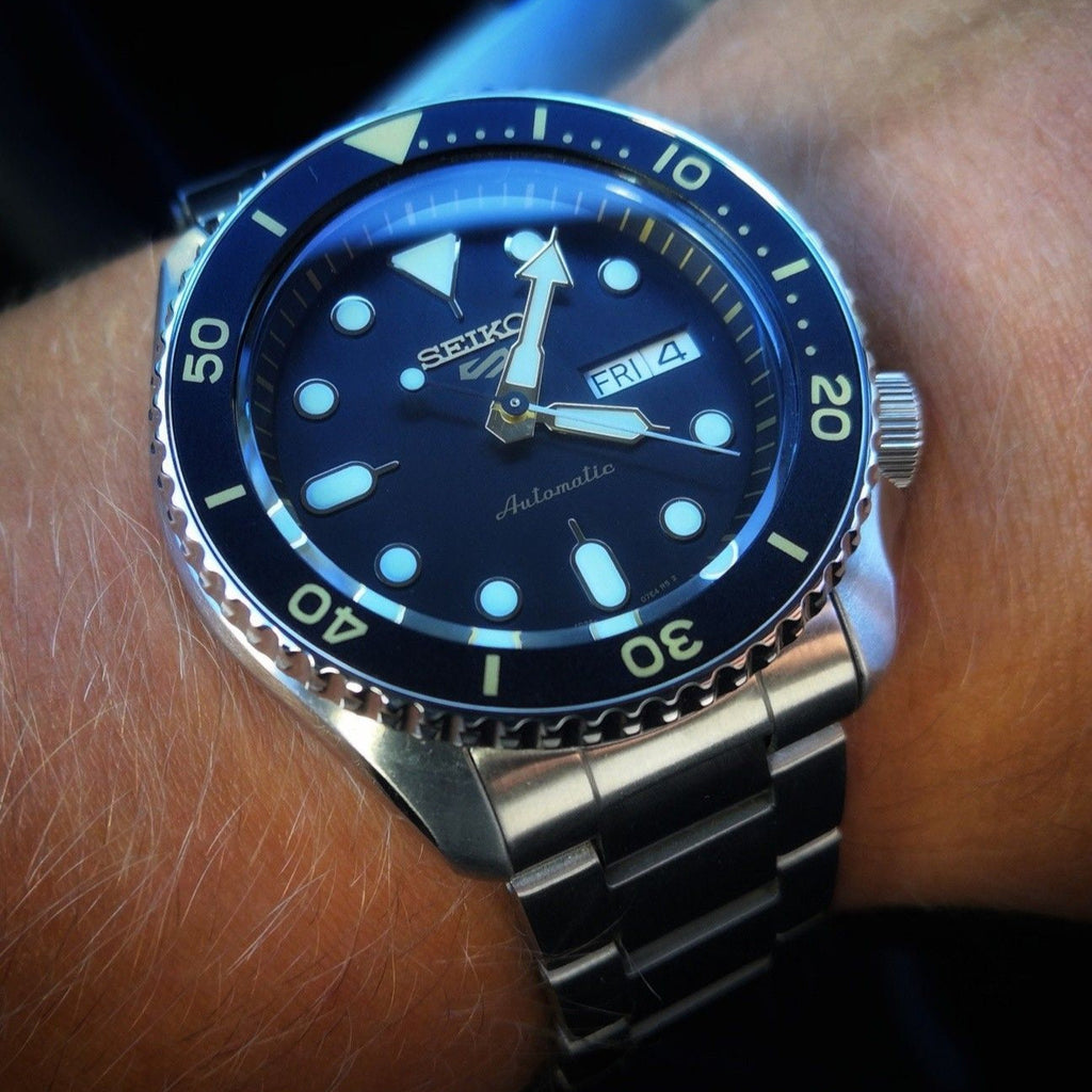 Seiko 5 Sports Automatic Black Dial Silver Steel Strap Watch For Men - SRPD57K1