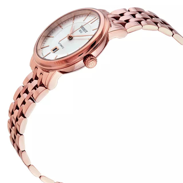 Tissot T Classic Carson Premium White Dial Rose Gold Steel Strap Watch for Women - T122.207.33.031.00 Buy Now By Tissot
