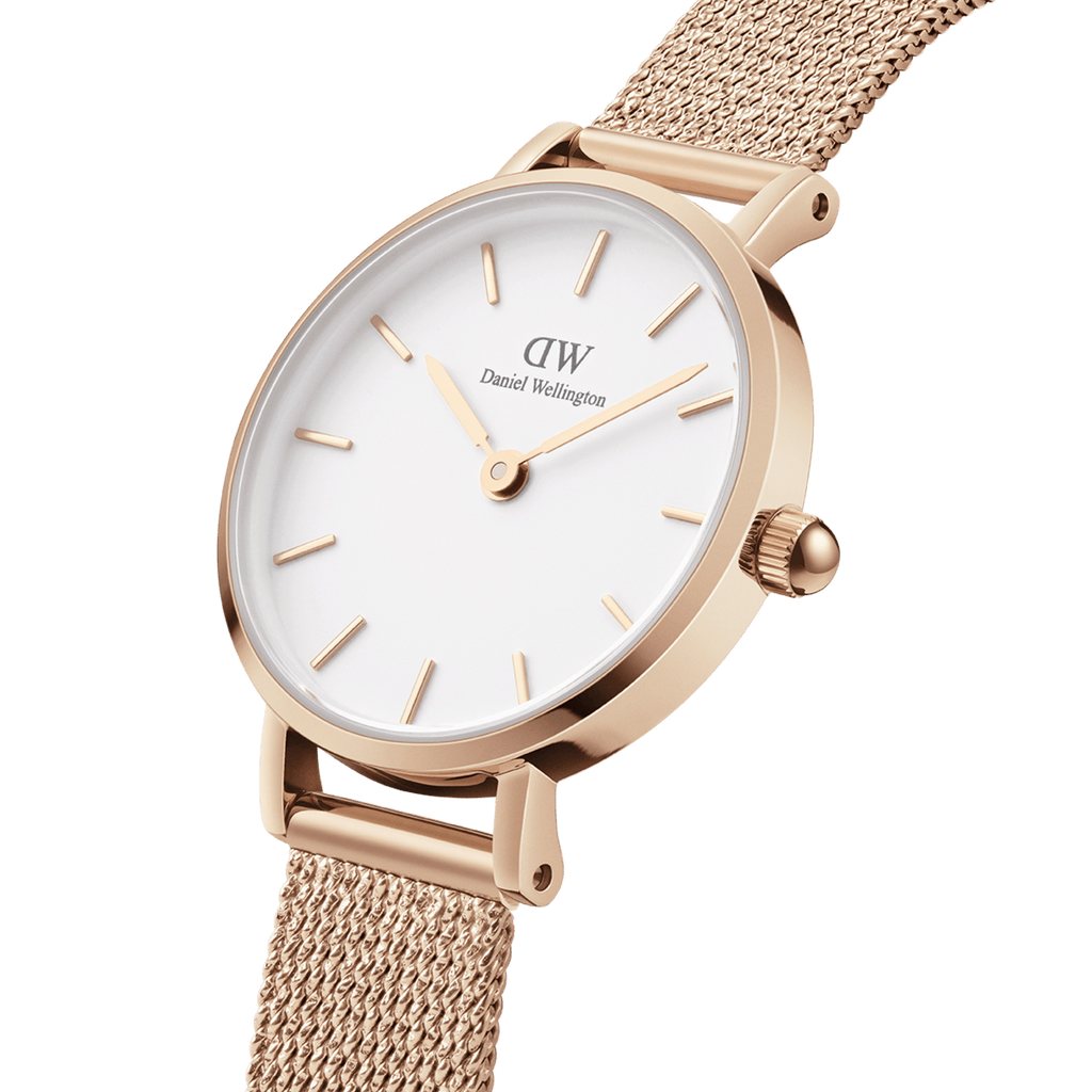 Daniel Wellington Petite Pressed Melrose White Dial Gold Mesh Bracelet Watch For Women - DW00100447 Buy Now By Daniel Wellington