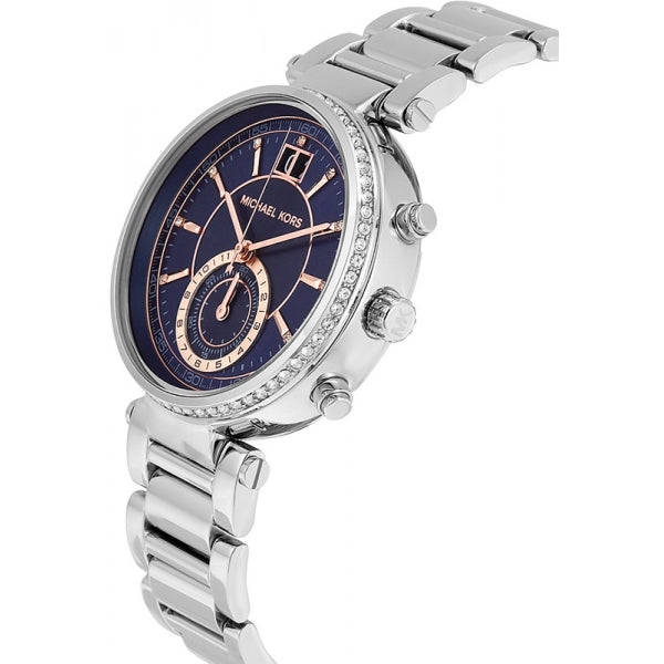 Michael Kors Sawyer Navy Blue Dial Silver Steel Strap Watch for Women - MK6224 Buy Now By Michael Kors